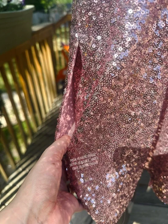 Summer Party Fairycore Sequin Puff Sleeve Playsuit Sz 2 Rose Metallic NWT - Picture 4 of 7